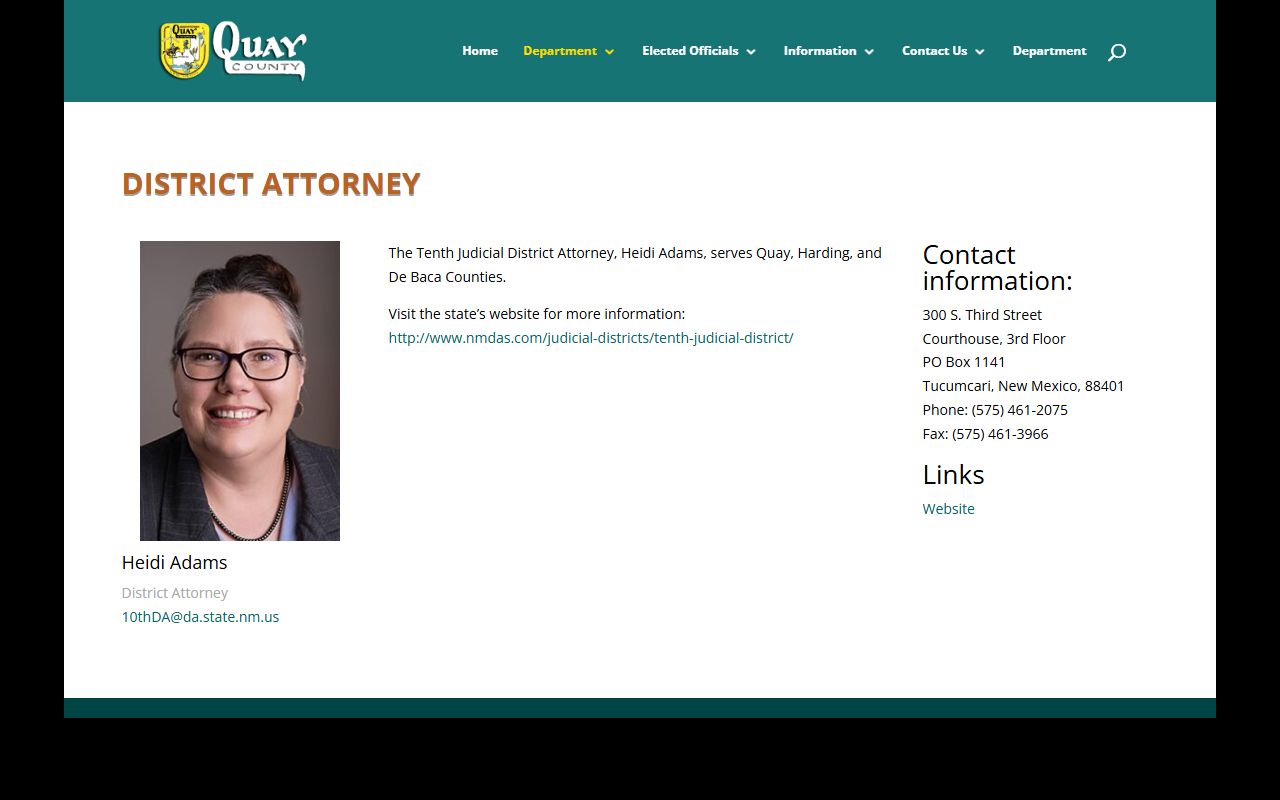 Quay County arrest records and court charges District Attorney page