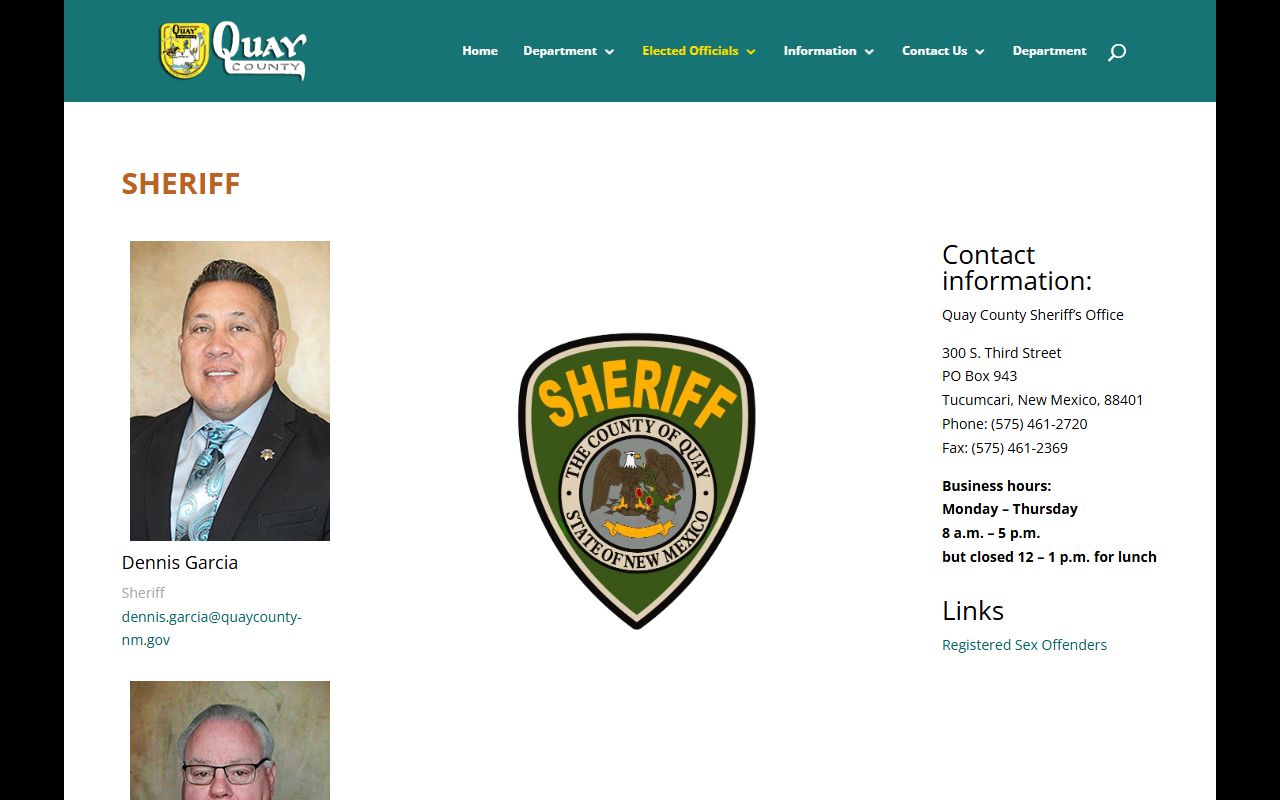 Quay County arrest records and court charges sheriff page