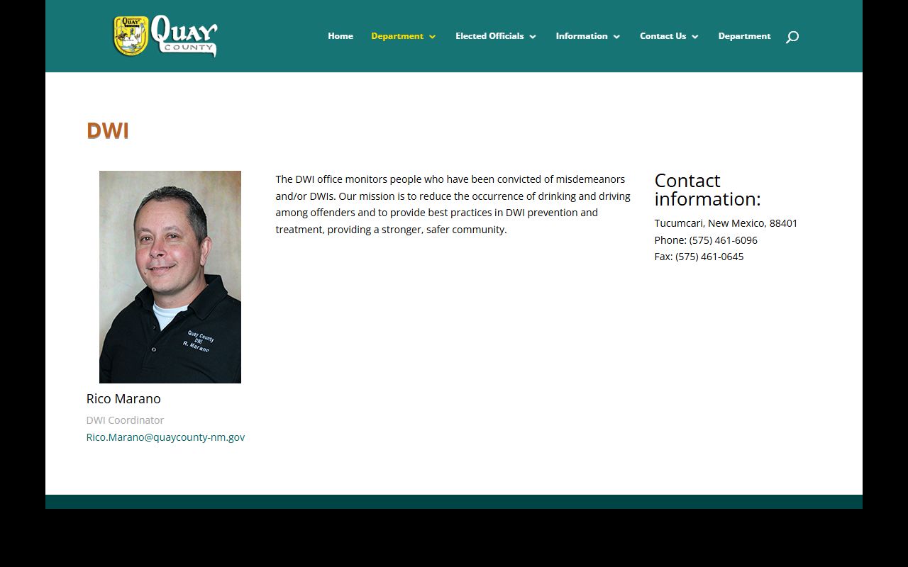 Quay County arrest records and court charges DWI office