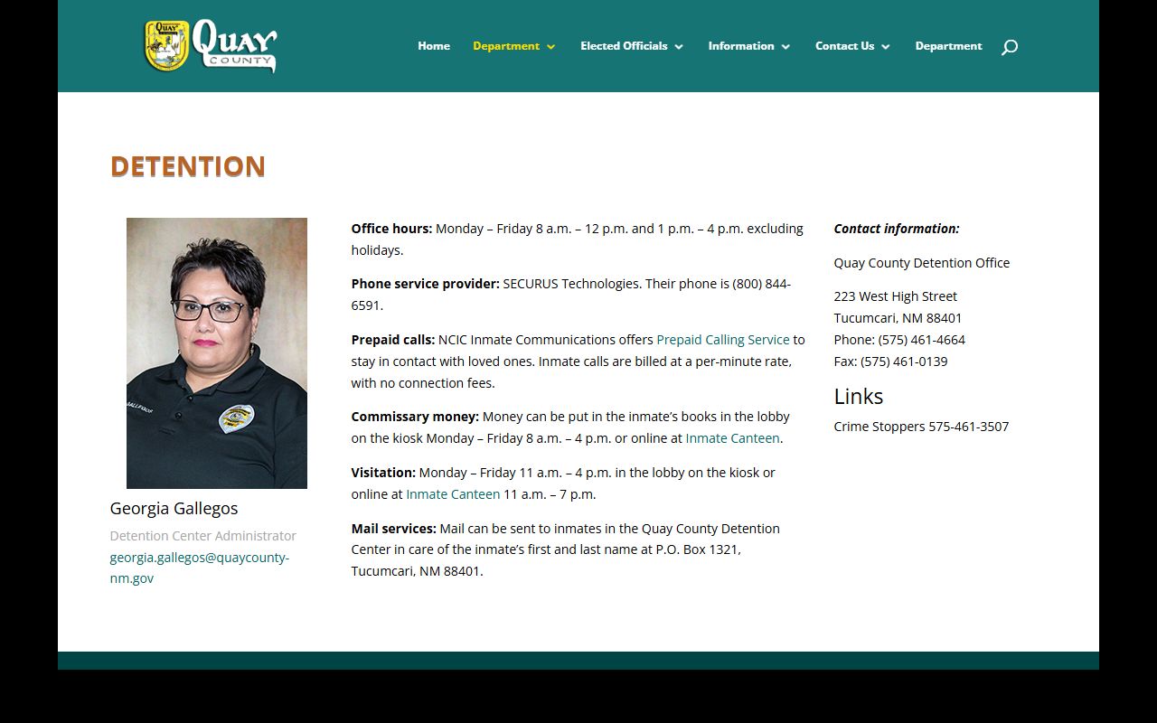 Quay County arrest records and court charges detention page