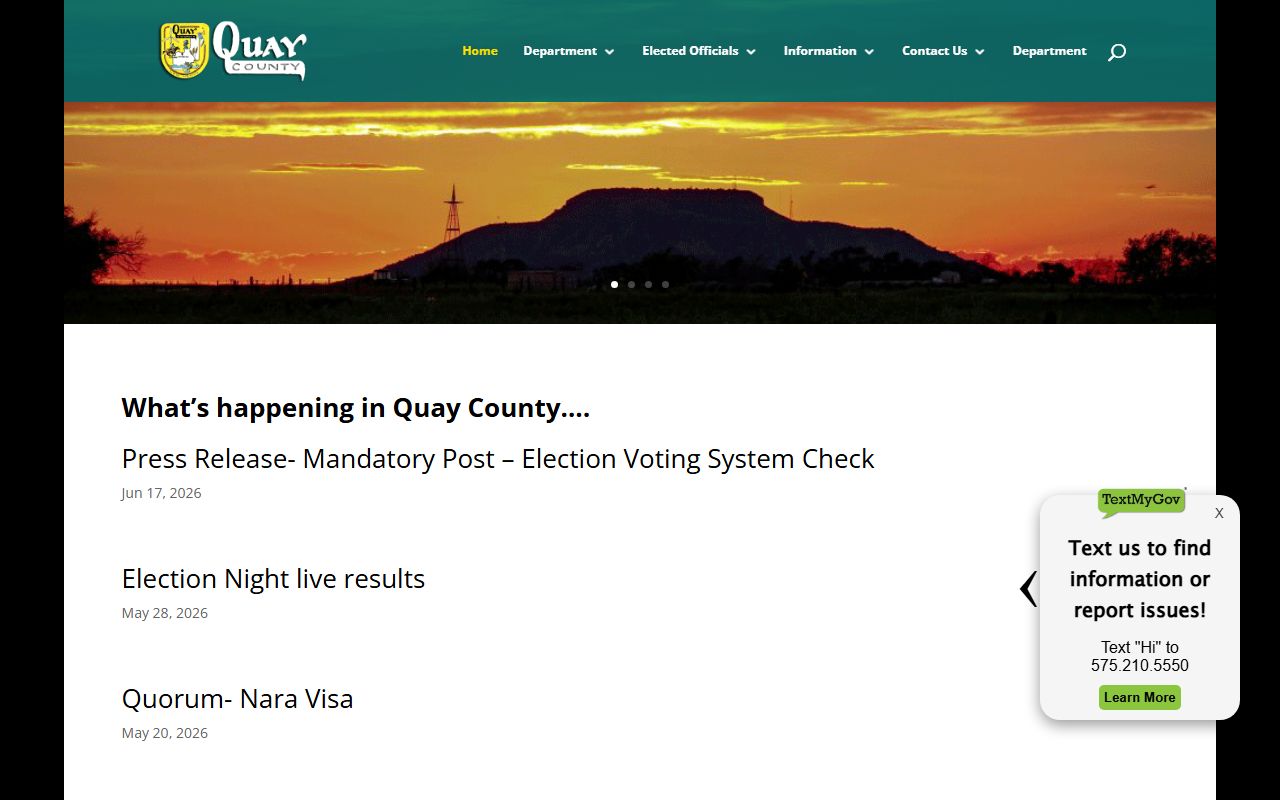 Quay County court records home page for county office links