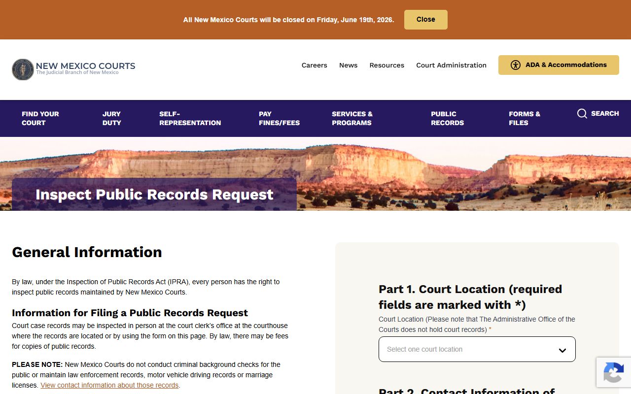 Quay County court records New Mexico Courts IPRA request portal