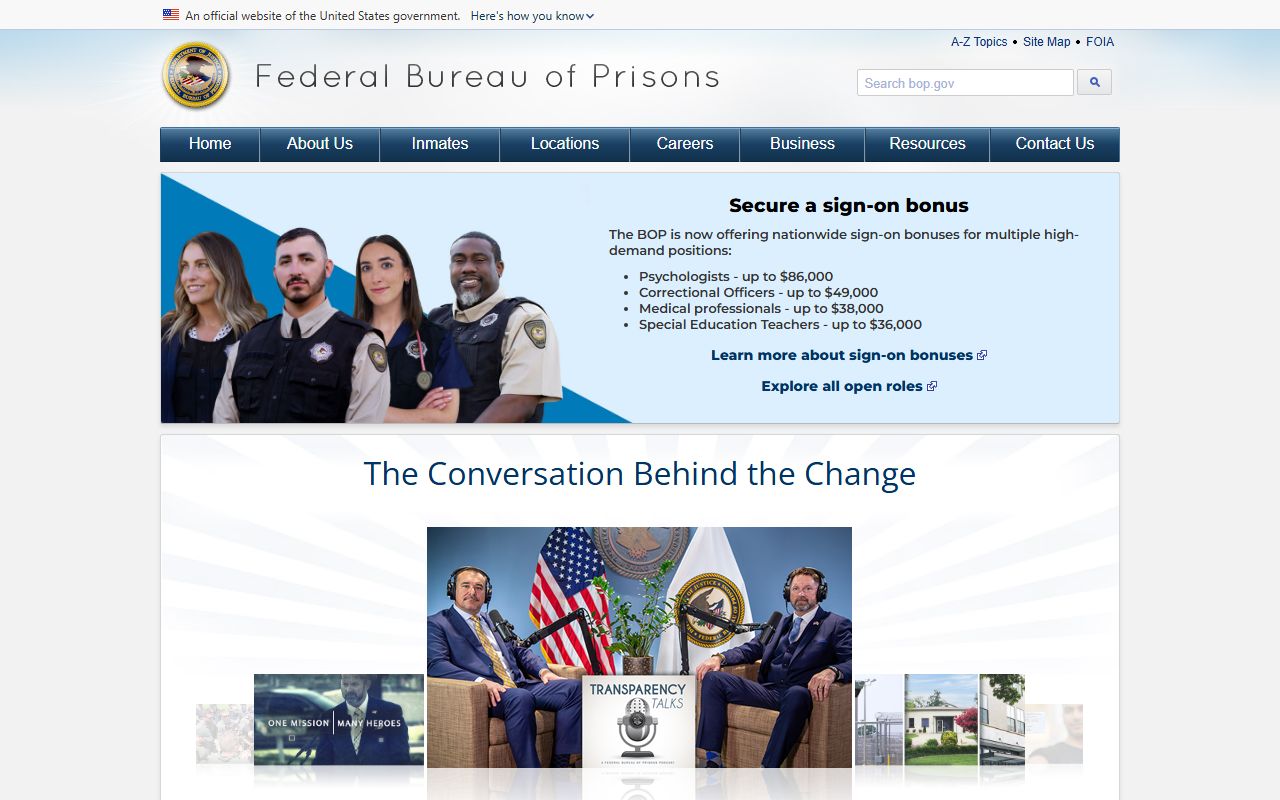 Quay County inmate records and Federal Bureau of Prisons homepage