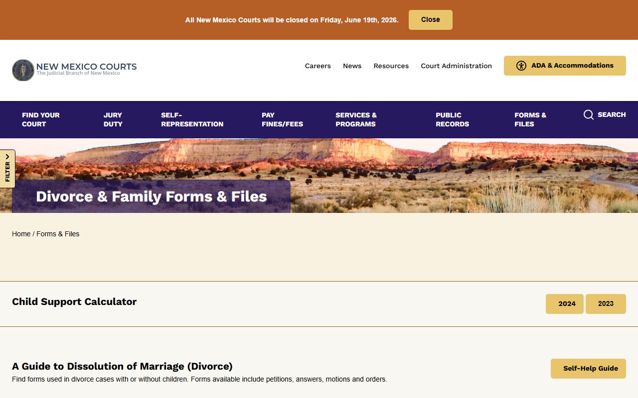 New Mexico divorce and family forms library for Quay County divorce cases