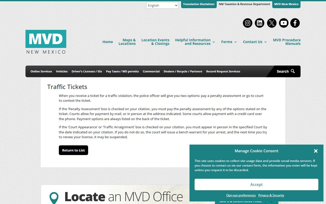 Quay County traffic court records and New Mexico MVD traffic ticket guidance