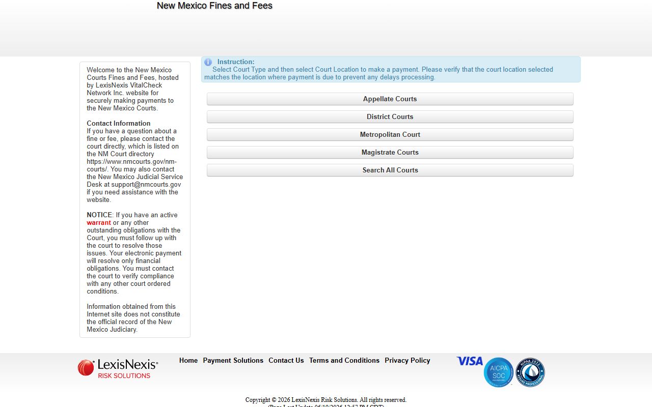 Quay County traffic court records and New Mexico Courts fines and fees payment portal
